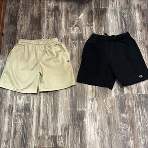 Champion Men's Athletic Shorts in Black and Beige